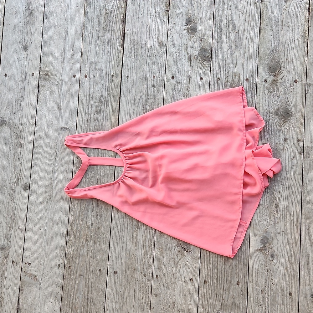 Pink Poetry T-Back Bow Sheer Tank Top - Small Flirty Summer Vacation